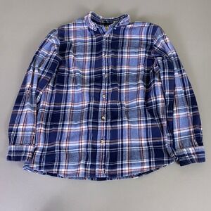 RED HEAD Flannel Shirt Men's XL Blue Plaid Long Sleeve Button Up 100% Cotton